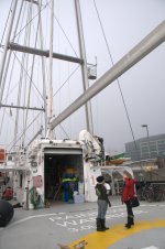 Vicki St Clair onboard Rainbow Warrior Greenpeace Ship